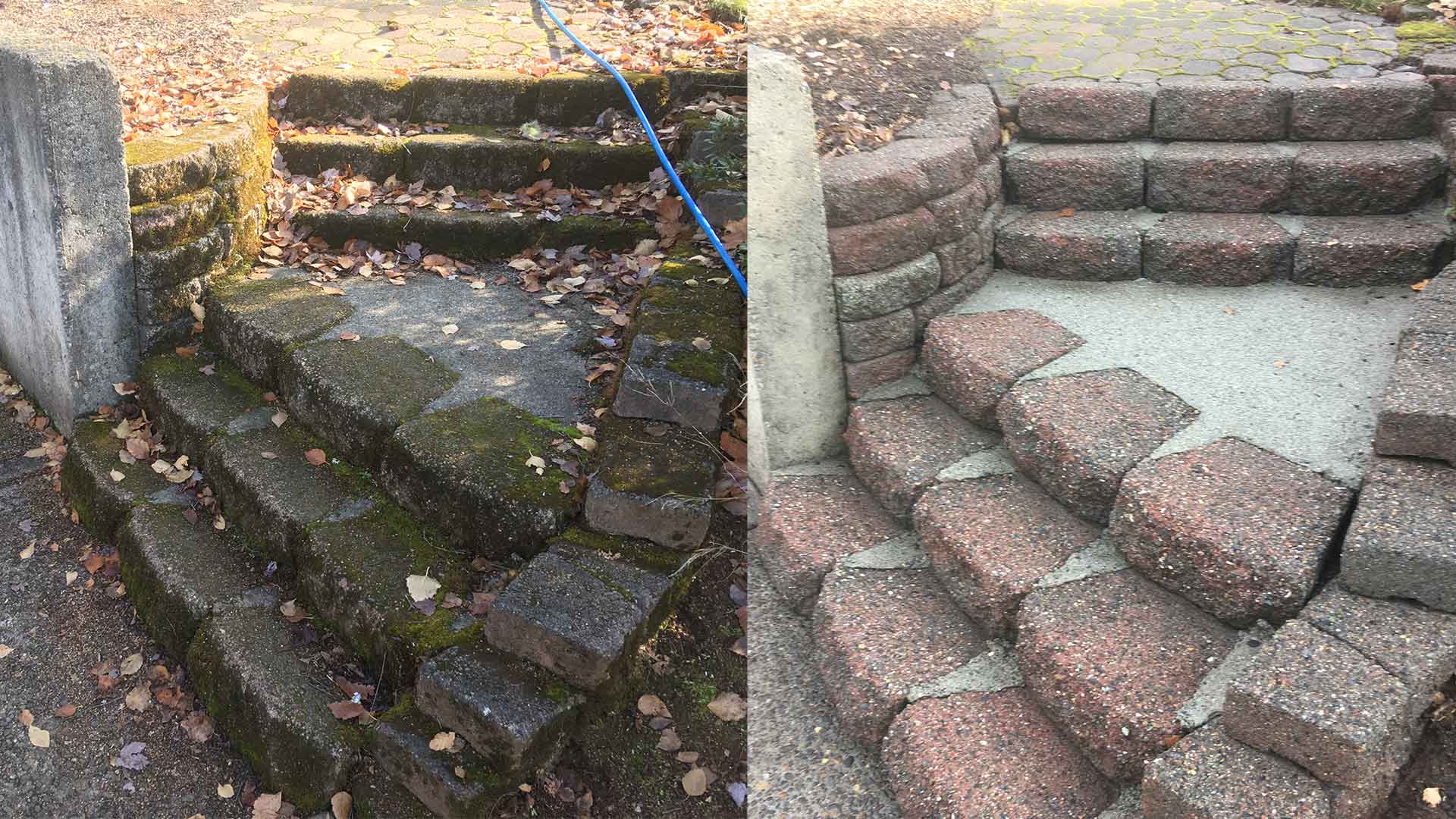 concrete steps before and after softwashing keizer or